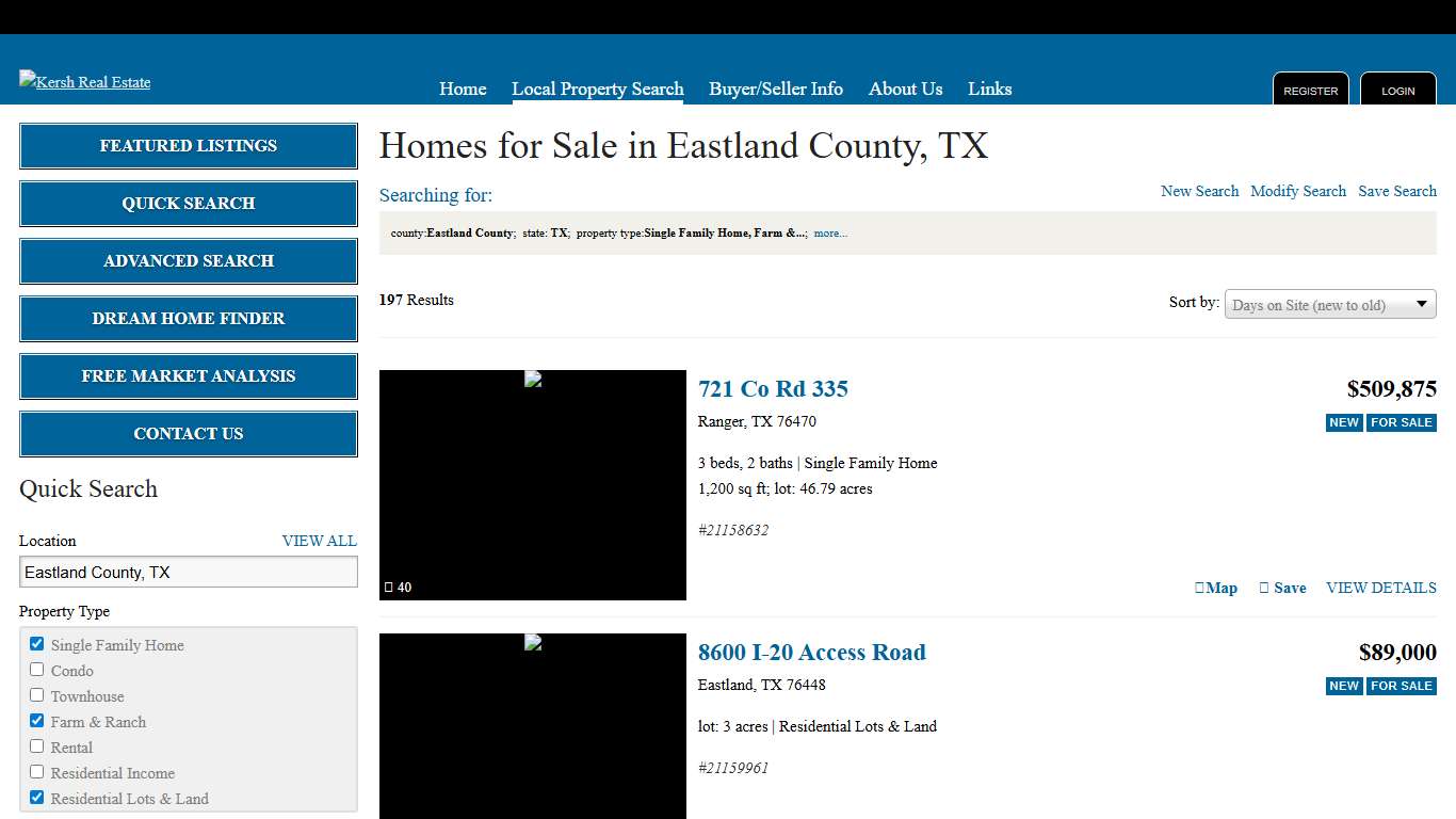 Homes for Sale in Eastland County, TX
