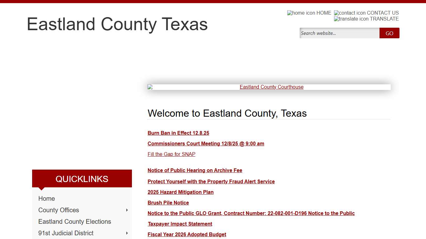 Home Page - Eastland County
